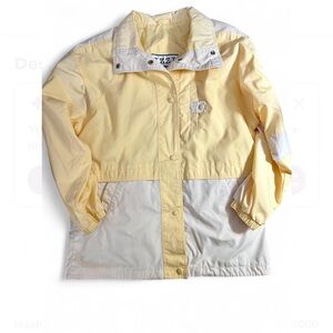 Vintage IZZI Butter Yellow/Cream Windbreaker Jacket Gingham Detail Snap Front